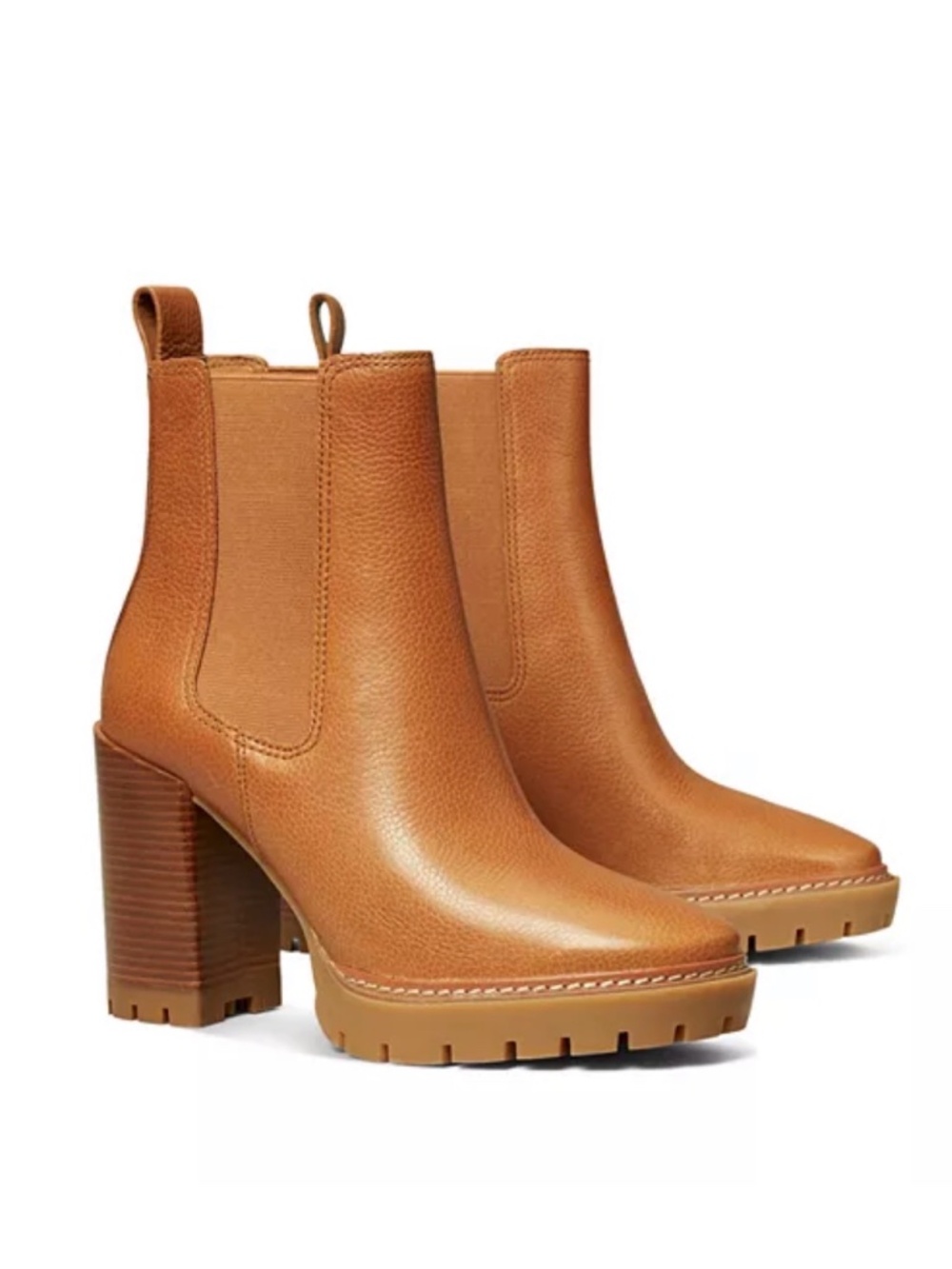 New Tory Burch Carson Lug Sole High Heel Boot Sz 10.5